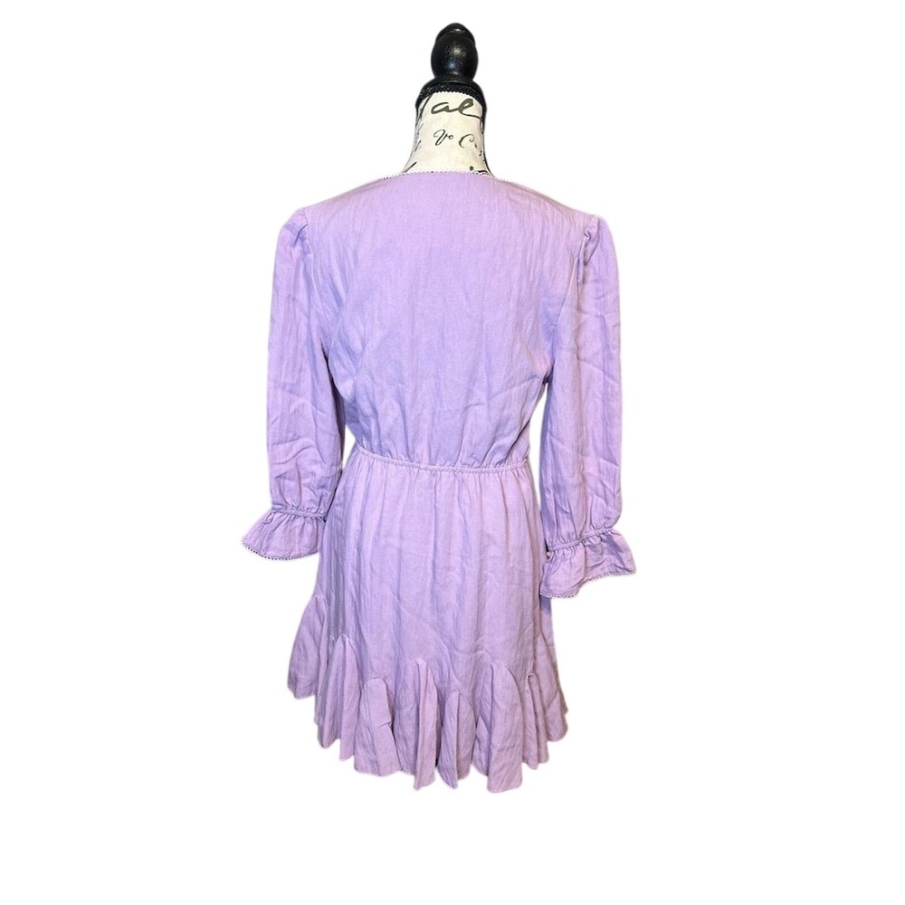 TCEC Mini Dress Women Medium Purple V-Neck Long Sleeve Ruffle Hem Casual NWT - Picture 7 of 7